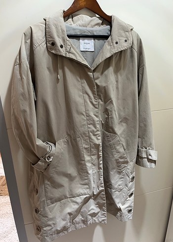 Mango Bej Midi Kadın Yağmurluk Kapüşonlu - Görsel 5