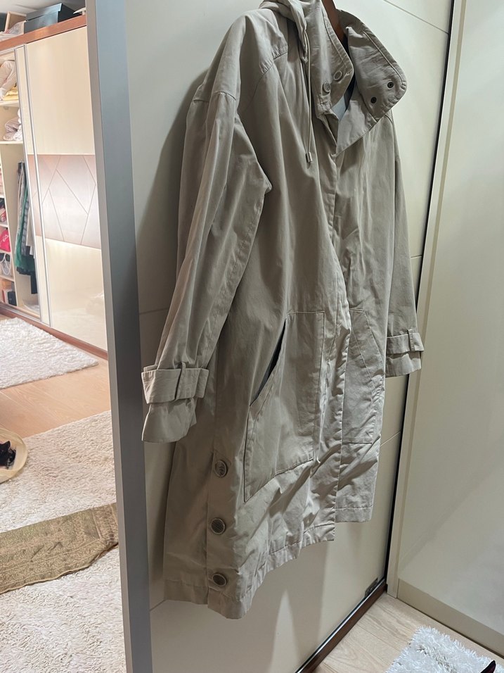 Mango Bej Midi Kadın Yağmurluk Kapüşonlu - Görsel 3