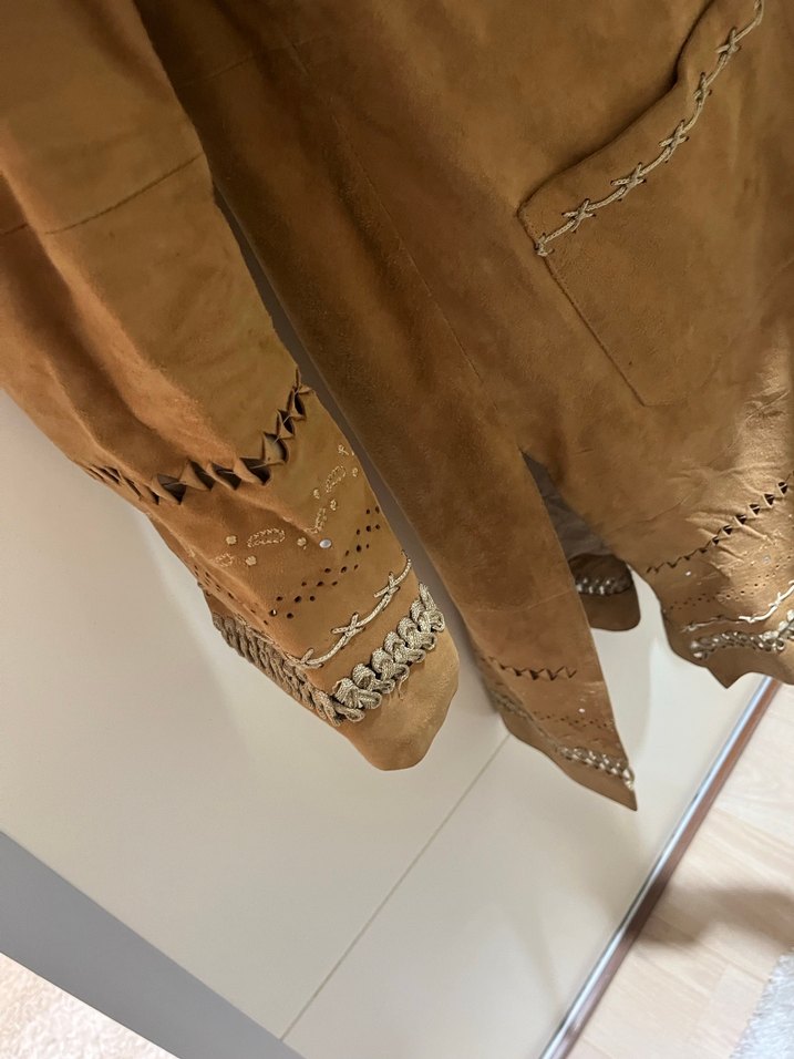 Vakko Vintage Süet Deri Uzun Ceket - Görsel 3