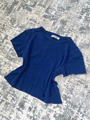 Lacivert crop standart beden