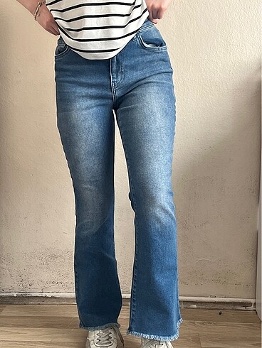 LC Waikiki LCW JEANS mavi ispanyol paça kot yumuşak esnek kumaş