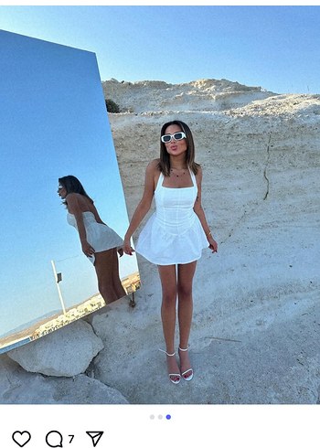 Zara Beyaz Mini Keten Elbise
