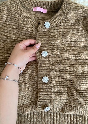 Zara Bej Triko Midi Elbise ve Hırka Takımı