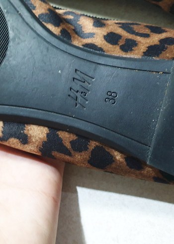 38 Beden Kahverengi Leopar Desenli Kadın Topuklu Babet
