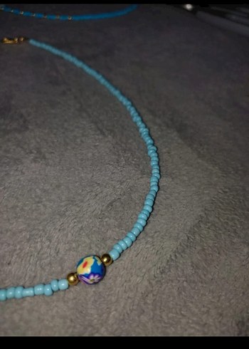 So Chic Turkuaz Boncuklu Mini Bohem Kadın 2 Adet Kolye