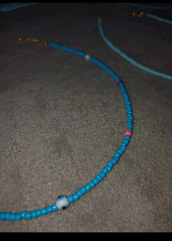 Beden Turkuaz Boncuklu Mini Bohem Kadın 2 Adet Kolye