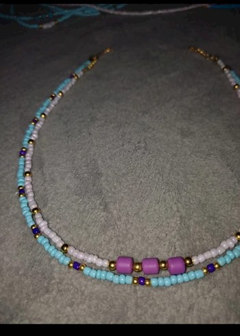 Sterling silver Uzun Renkli Boncuklu Bohem 2 Adet Kolye