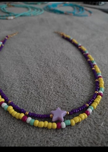 swarovski Renkli Boncuklu Bohem 2 Adet Kolye