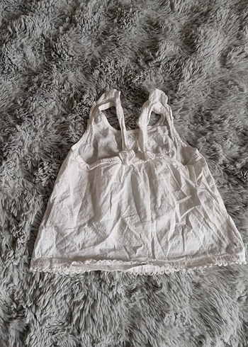 Kız Çocuk Bohem Keten Fırfırlı Askısız Üst - Görsel 2