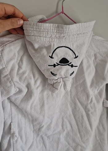 Kapüşonlu Baskılı Erkek Çocuk Bornozu Beyaz - Görsel 2