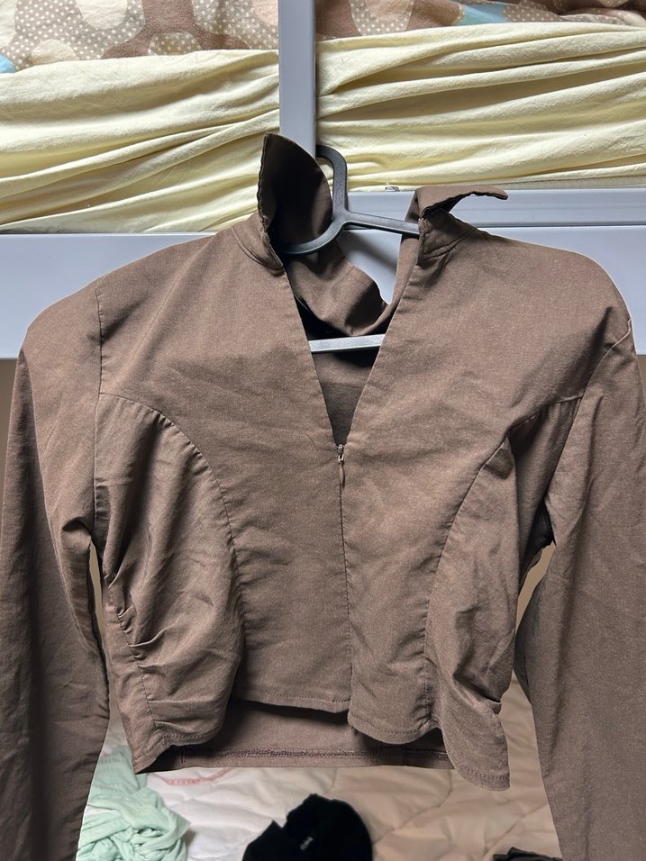 Kahverengi Fermuarlı defacto crop gömlek - Görsel 3