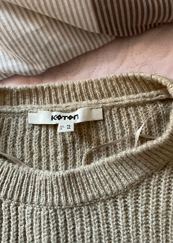 Bej Örgü Kadın Kazak koton - Görsel 2