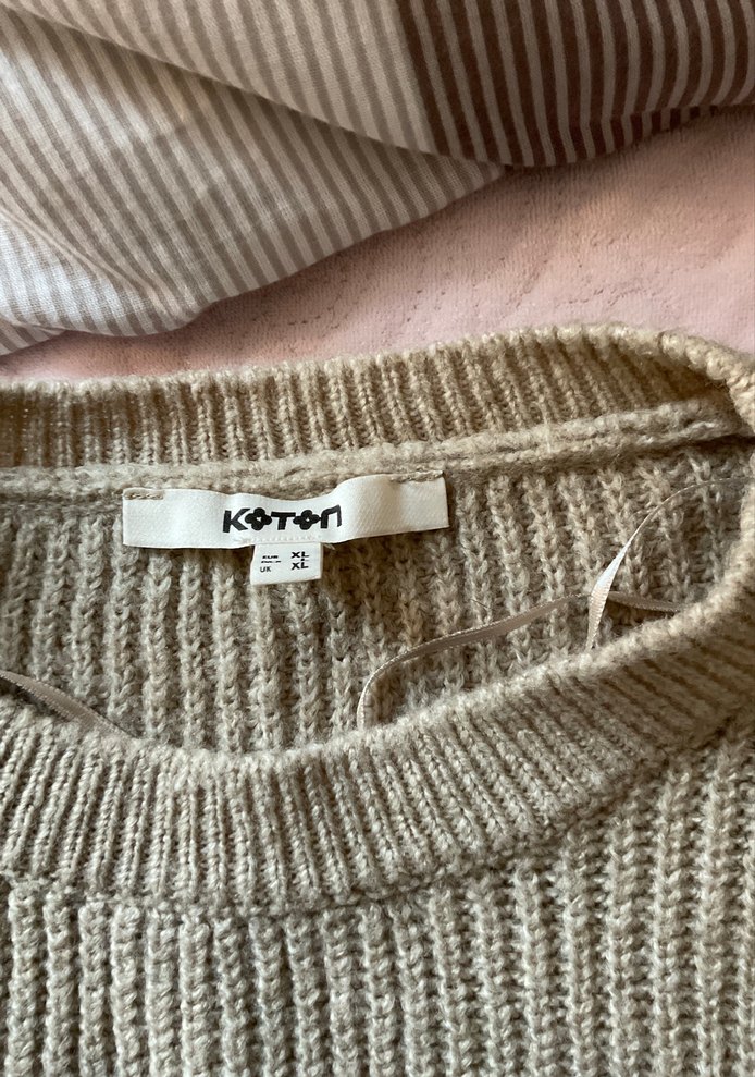 Bej Örgü Kadın Kazak koton - Görsel 2