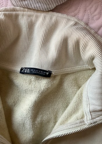 Zara Kadın Beyaz Yarım Fermuarlı Sweatshirt - Görsel 2