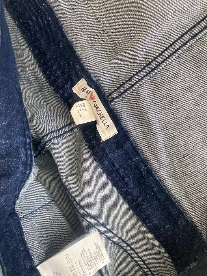 Kadın Lacivert Midi Denim Tulum - Görsel 3