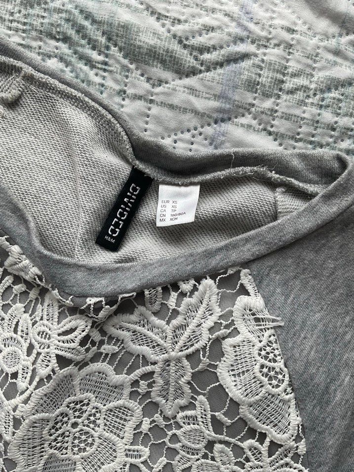Gri Dantel Detaylı Kadın Uzun Kollu Triko - Görsel 2