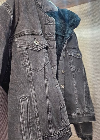 s Beden gri Renk Düğmeli Gri Denim Kadın Ceket