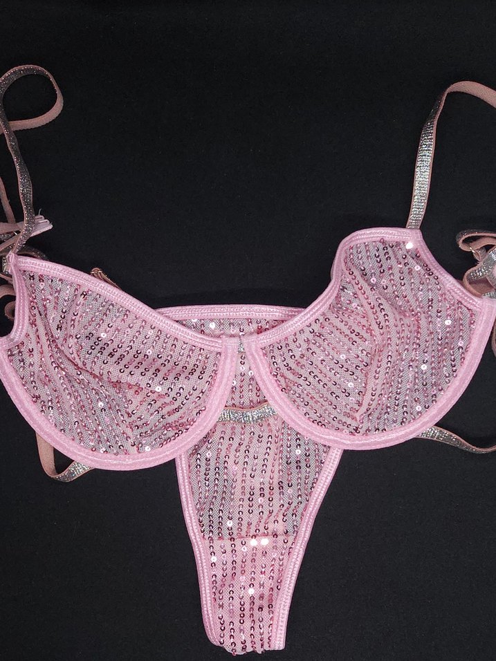 Pembe Parlak Nakışlı Mini Sütyen - Görsel 5