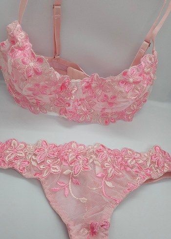 Pembe İşlemeli Bohem Sütyen Takımı - Görsel 6