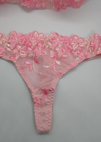 Pembe İşlemeli Bohem Sütyen Takımı - Görsel 4