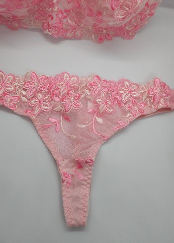 Pembe İşlemeli Bohem Sütyen Takımı - Görsel 5