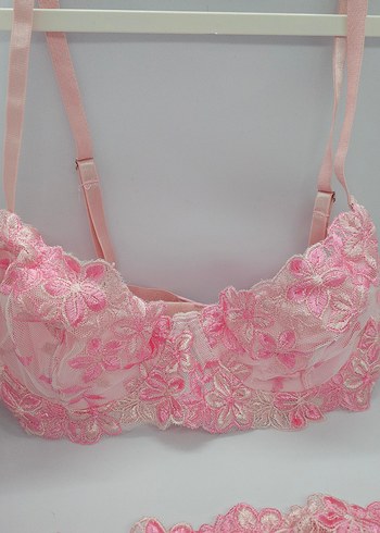 Pembe İşlemeli Bohem Sütyen Takımı - Görsel 2