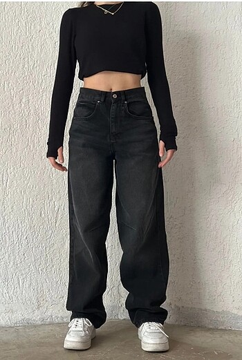 Siyah Beli Kemerli Baggy