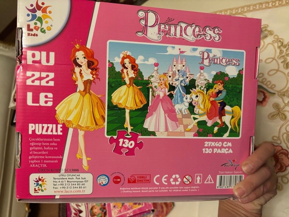 Prenses Temalı Pembe Çocuk Puzzle - Görsel 2
