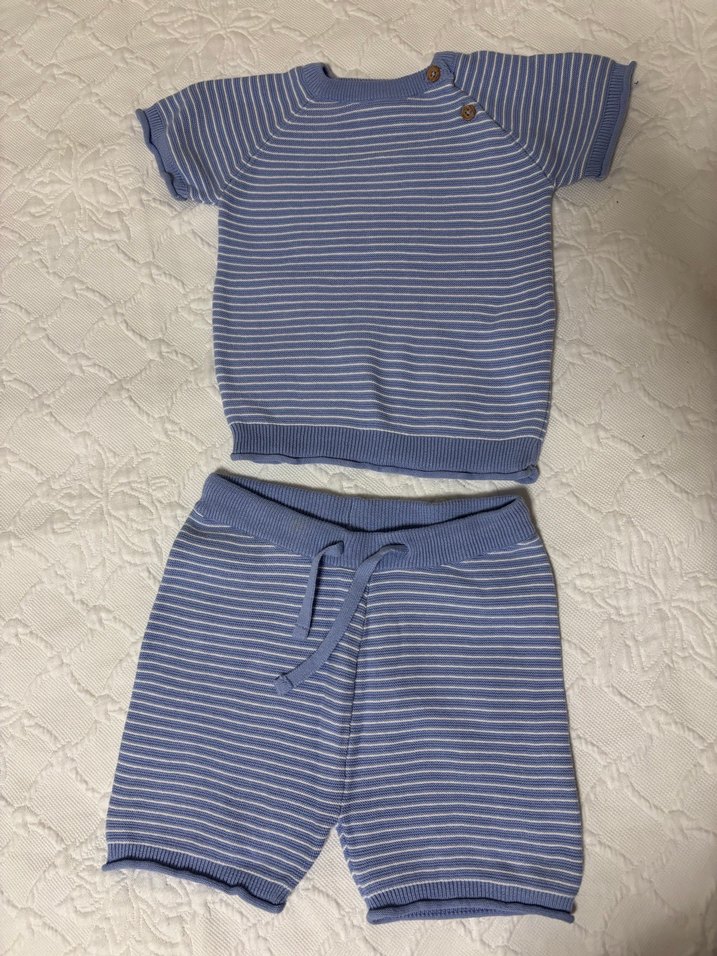 Gri Pamuklu Örme Kısa Kollu Takım - Görsel 2