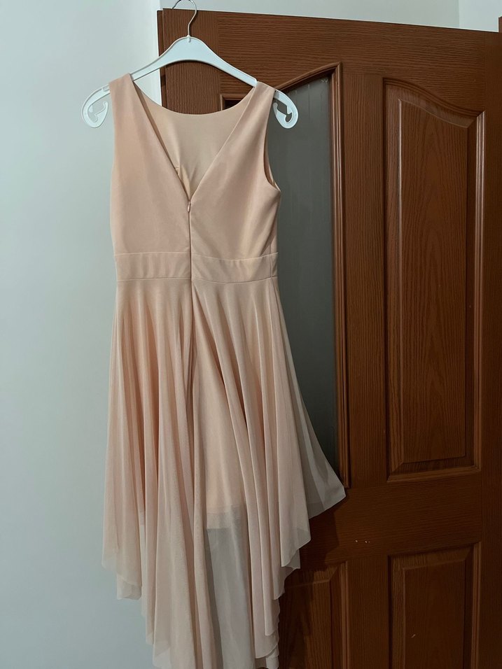 Bej Drapeli Midi Abiye Elbise - Görsel 2