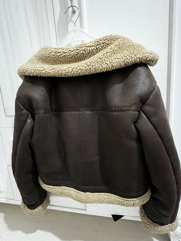 Kahverengi Kürklü Deri Kadın Ceket - Görsel 3