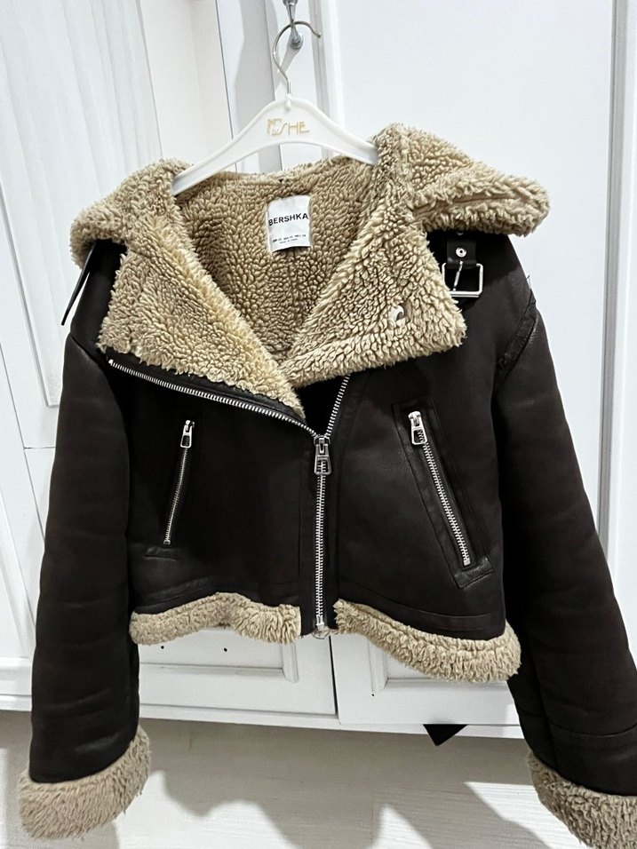 Kahverengi Kürklü Deri Kadın Ceket - Görsel 2