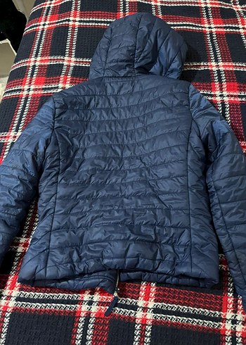 Koyu Mavi Kapüşonlu Fermuarlı Kadın Ceket - Görsel 3