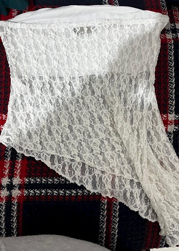 Dantel Detaylı Beyaz Kadın Şal - Görsel 2