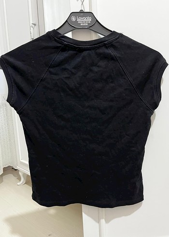 Kız Çocuk Siyah Kısa Kollu Basic Tişört - Görsel 2