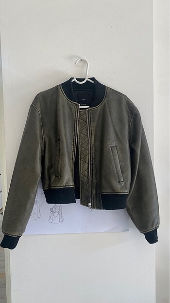 Yesyeni mango deri bomber ceket