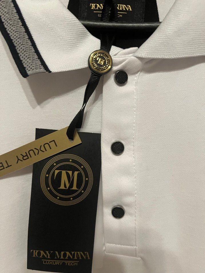 Erkek Beyaz Düğmeli Polo Tişört - Görsel 3