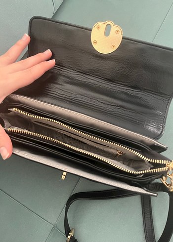 Siyah Deri Yılan Desenli Klasik Kadın Çanta - Görsel 3