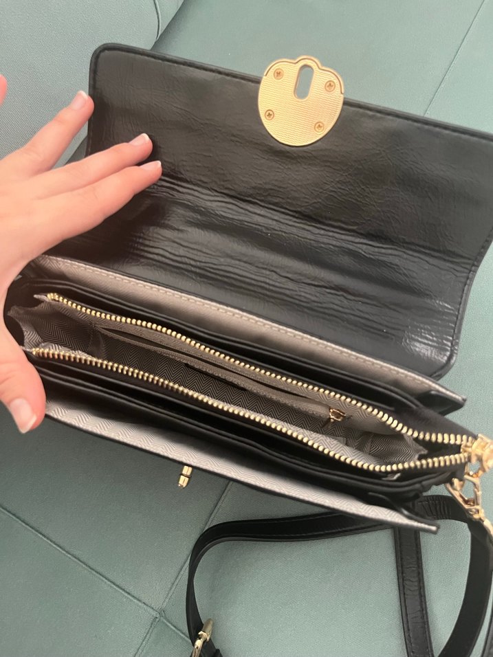 Siyah Deri Yılan Desenli Klasik Kadın Çanta - Görsel 3