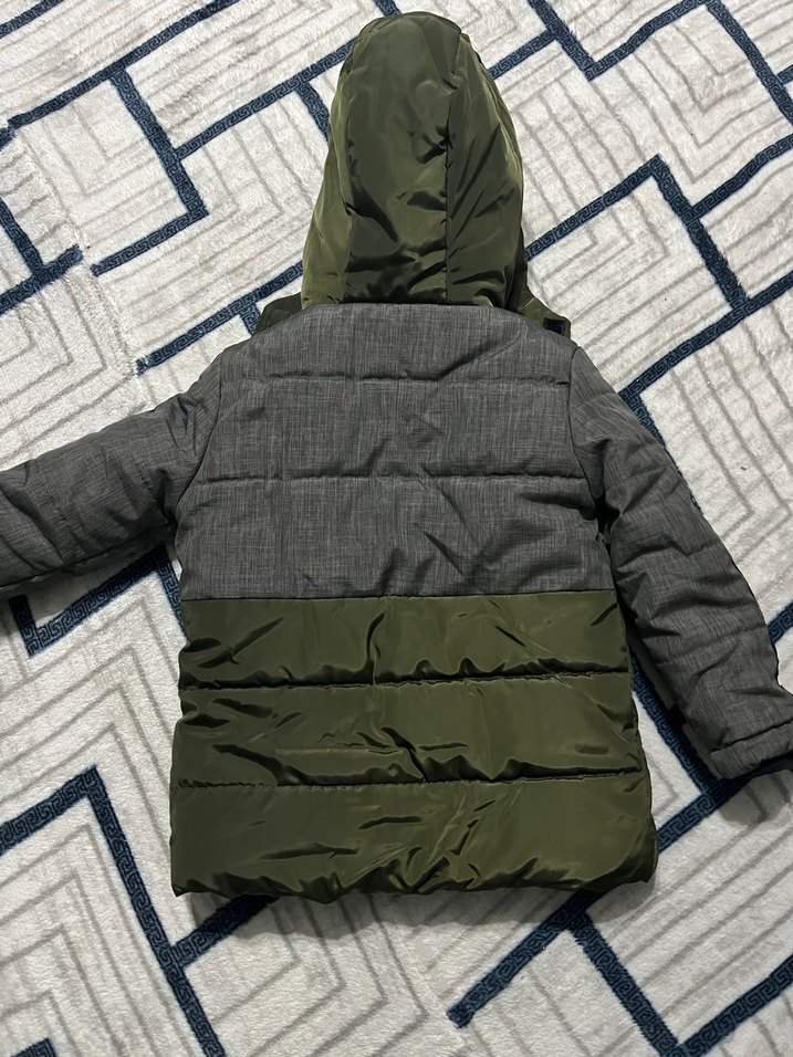 Gri Kapüşonlu Fermuarlı Erkek Çocuk Mont - Görsel 2