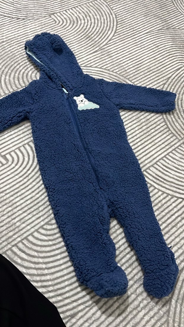 Koyu Mavi Erkek Bebek Örgü Tulum - Görsel 2