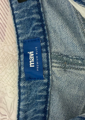 diğer Beden mavi Renk Mavi Düğmeli Bol Kesim Midi Jean
