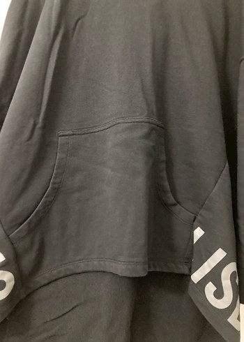 s Beden Siyah Kapüşonlu Midi Sweatshirt