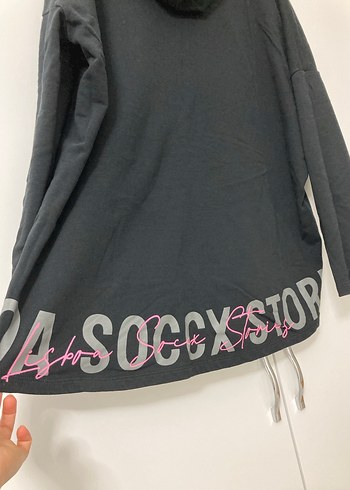 s Beden siyah Renk Siyah Kapüşonlu Midi Sweatshirt