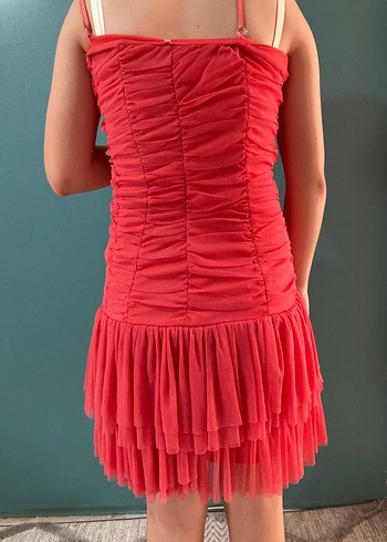Setre Pembe Pileli Midi Straplez Elbise