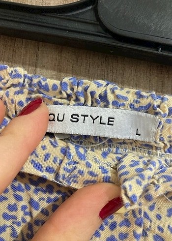 l Beden mavi Renk Düğmeli Mavi Midi Etek