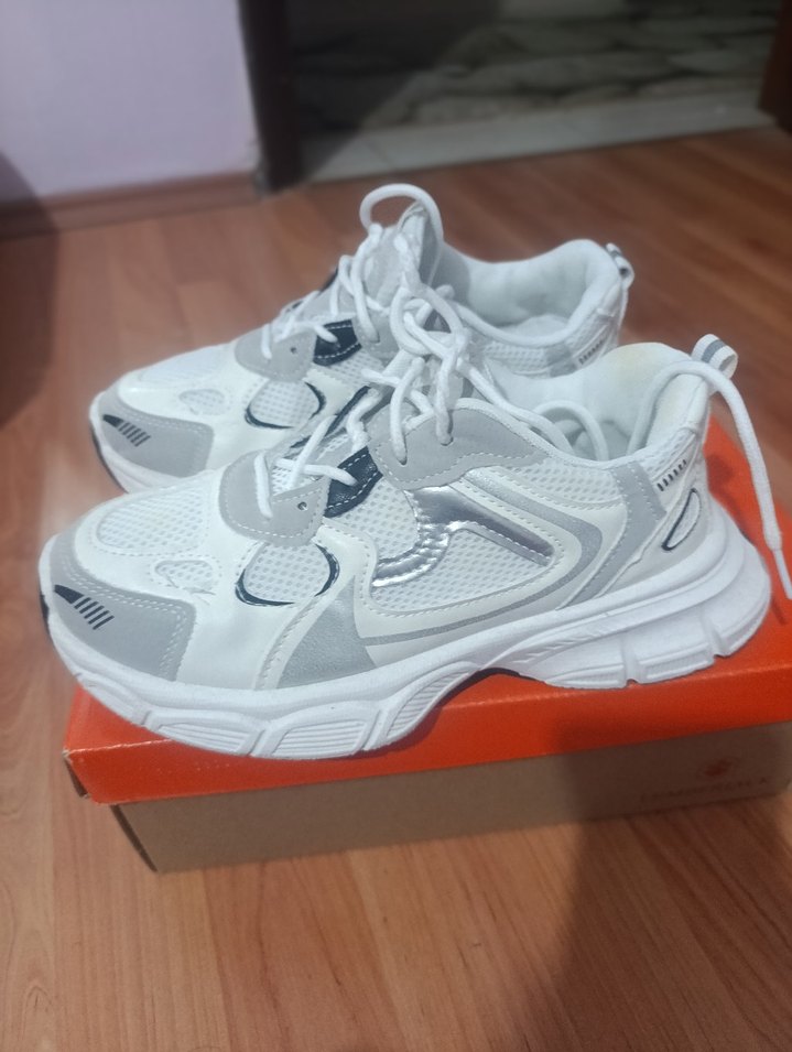 Kadın Beyaz Gri Platform Spor Ayakkabı - Görsel 3