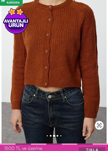 Düğmeli Kahverengi Kadın Triko Kazak - Görsel 3