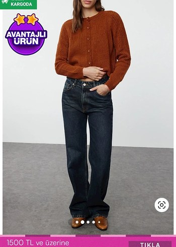 Düğmeli Kahverengi Kadın Triko Kazak - Görsel 2
