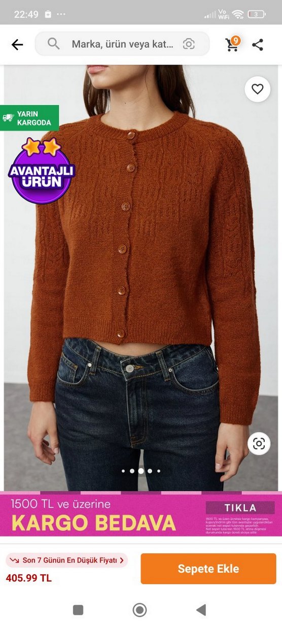 Düğmeli Kahverengi Kadın Triko Kazak - Görsel 3